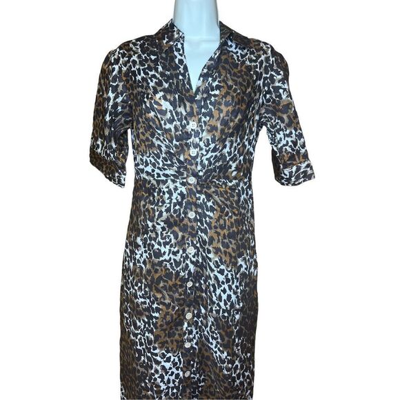 Veronica Beard Seki Printed Linen Dress in Brown Multi NWT Size 0 - Picture 8 of 10